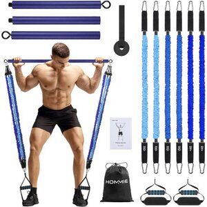 Portable Pilates Bar Kit with Resistance Bands for Men and Women，Upgraded